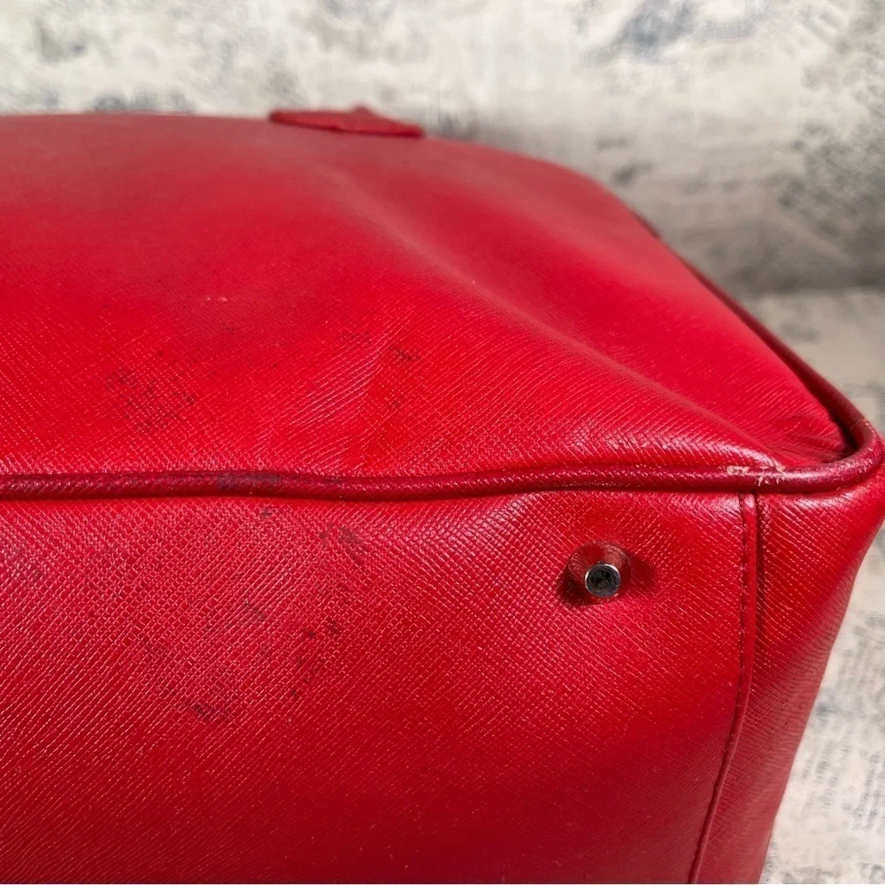 Valerie Stevens Red Leather Satchel Bag Top Handle Shoulder Purse Classic Bags